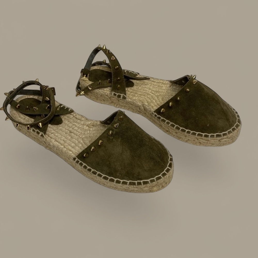 ZARA Suede Spike Strap Espadrille Sandals size 9 (40)